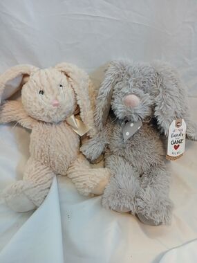 Ganz Plush Bunny Pair - Neutral Tan & Gray
